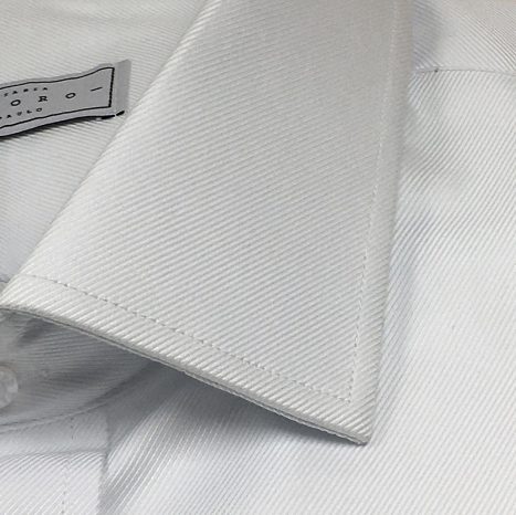 Camisa Sob Medida 100% Algodão Diagonal Branca Com Punho Reversível - Foto 2