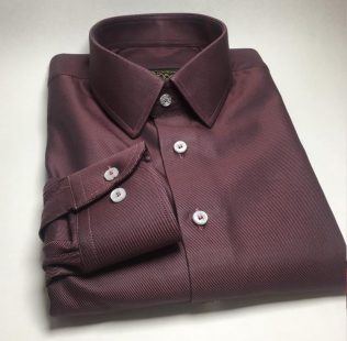 Camisa Sob Medida De Algodão Diagonal Vinho