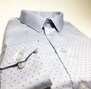 Camisa Sob Medida De Algodão Maquinetado  Azul Clara