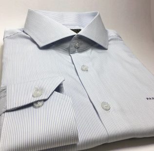 Camisa Sob Medida De Algodão Pima Listras Finas Azuis