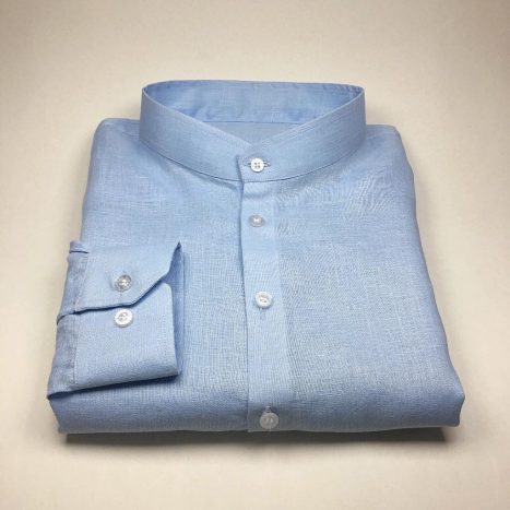 Camisa sob medida puro linho azul claro - Foto 1