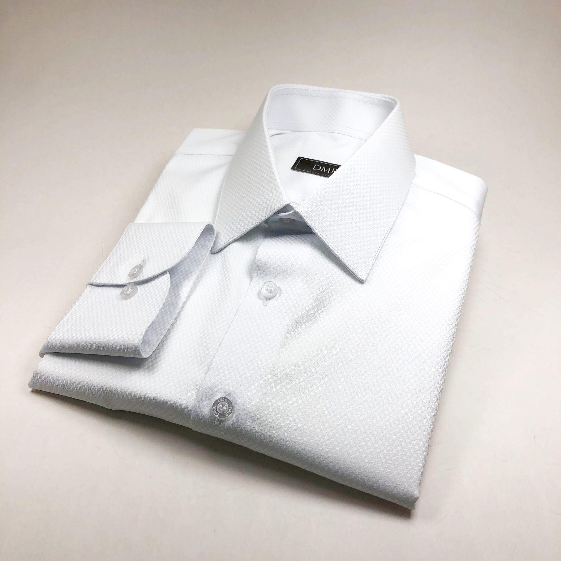 Camisa Sob Medida Branca Pequenos Quadrados