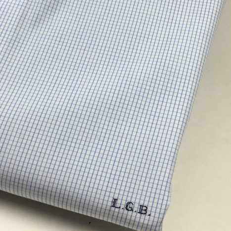 Camisa Sob Medida de Algodão Branca com Xadrez Azul - Foto 2