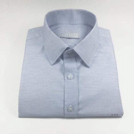Camisa sob medida quadrados pequenos em tons de azul e branco - Foto 2
