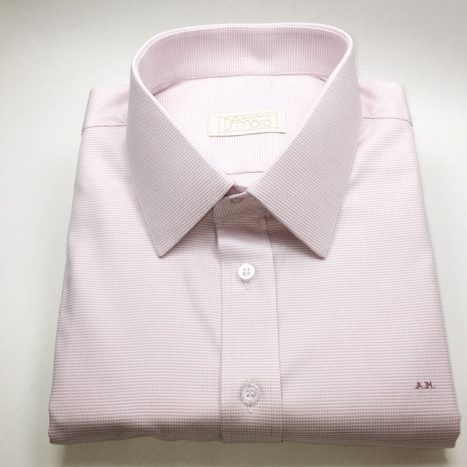 Camisa Sob Medida Maquinetada Micro Xadrez Rosa e Branco - Foto 2