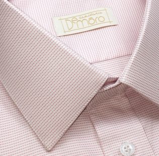 Camisa Sob Medida Maquinetada Micro Xadrez Rosa e Branco