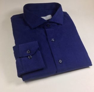 Camisa sob medida em veludo cotelê 100% algodão azul escuro