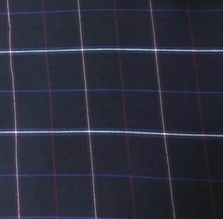 Camisa sob medida em flanela de algodão azul marinho com xadrez vermelho e branco