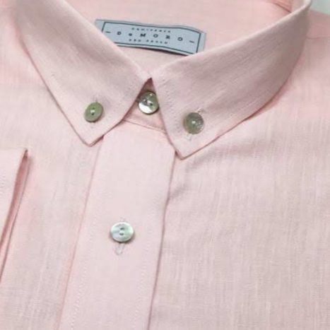 Camisa sob medida feminina em linho rosa claro - Foto 1