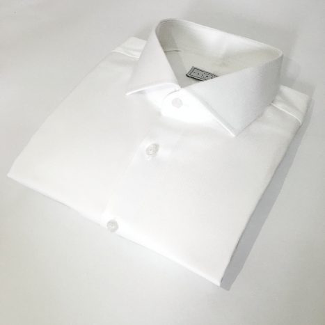 Camisa sob medida branca maquinetada zig-zag tecido italiano - Foto 2