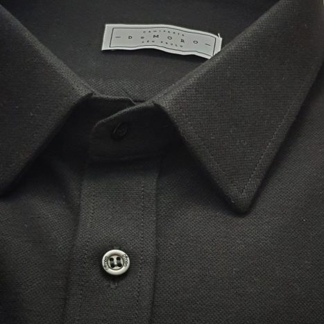 Camisa Sob Medida Polo Malha Piquet Preta Manga Curta - Foto 1