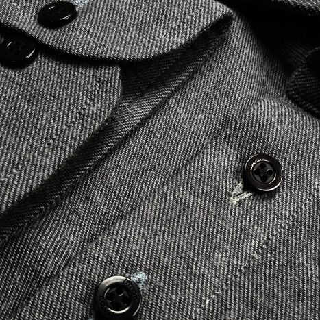 Camisa Sob Medida Em Flanela De Algodão Mescla Cinza Escuro - Foto 1