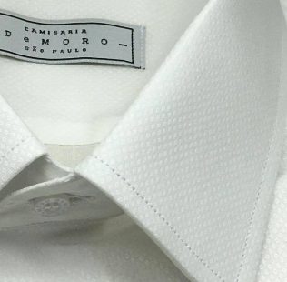 Camisa Sob Medida Branca Maquinetada Tecido Italiano
