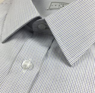 Camisa Sob Medida Branca Xadrez  Azul E Bege Tecido Italiano.