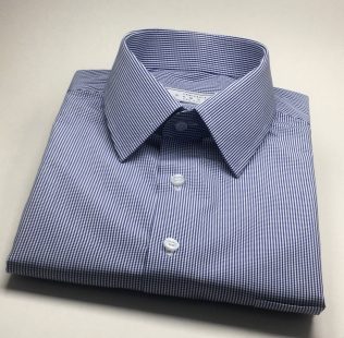 Camisa Sob Medida 100% Algodão Tecido Italiano xadrez azul escuro