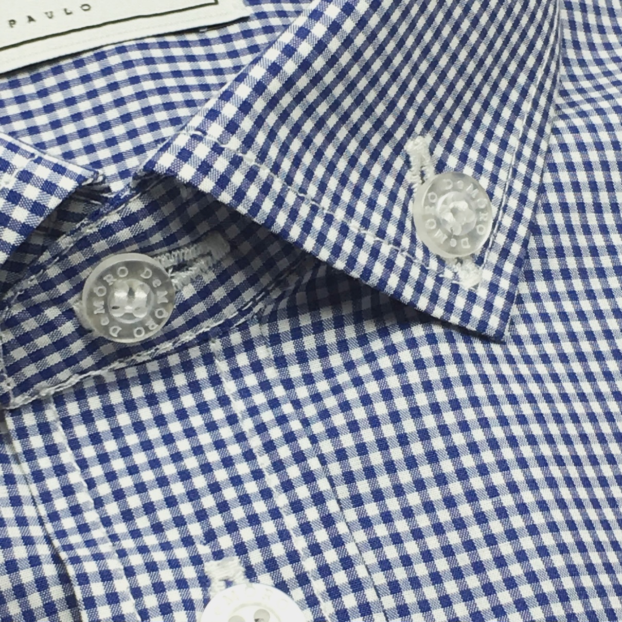 Camisa Sob Medida Xadrez Branca e Azul Algodão Egípcio - Foto 1