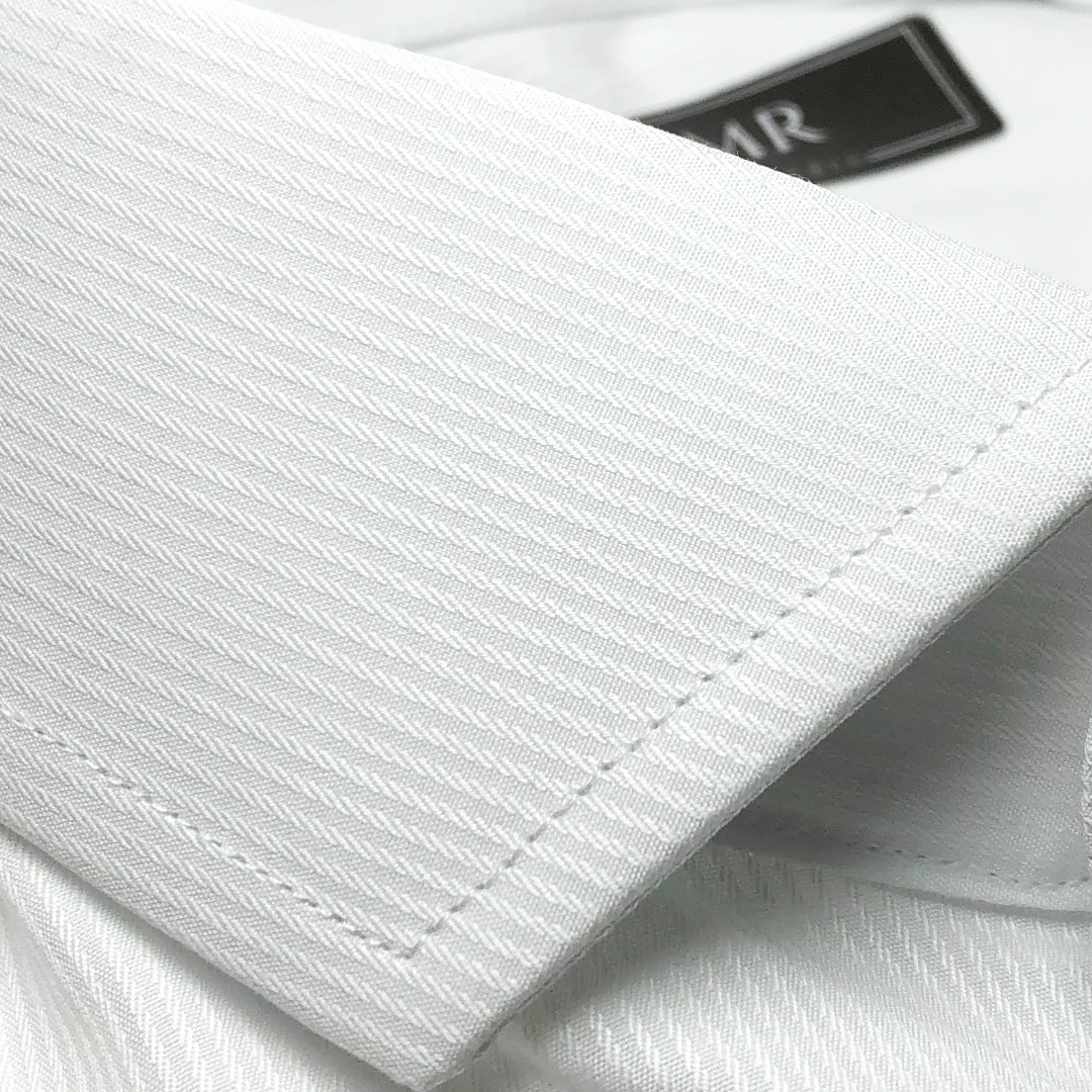 Camisa Sob Medida Maquinetada Branca Algodão Egípcio Fio 120 Finas Listras - Foto 2