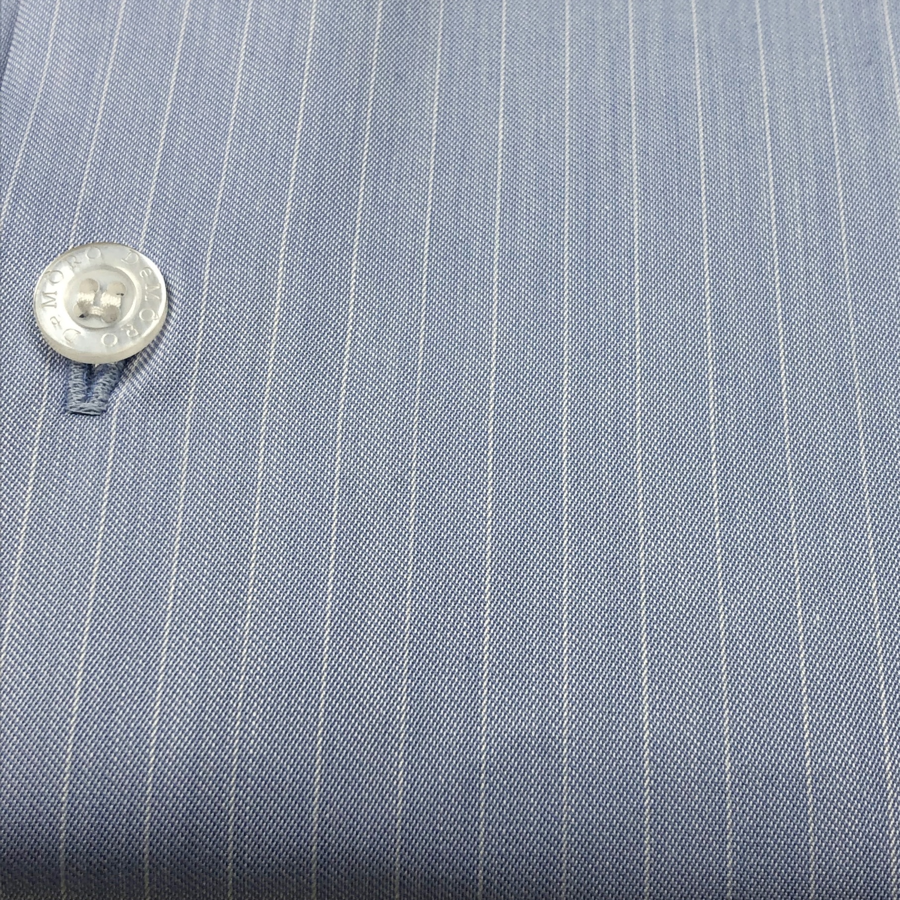 Camisa Sob Medida 100% Algodão fio 120 Egípcio Azul com listras brancas - Foto 2
