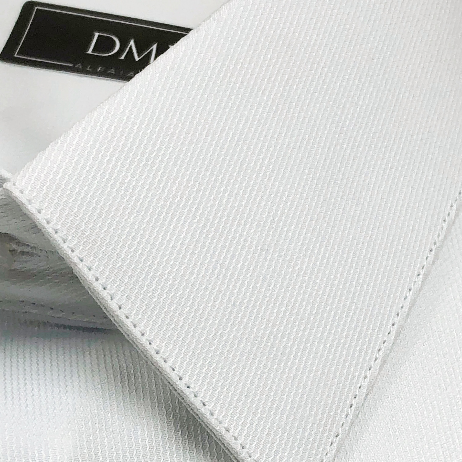 Camisa Sob Medida Maquinetada Branca Micro Diagonal - Foto 2