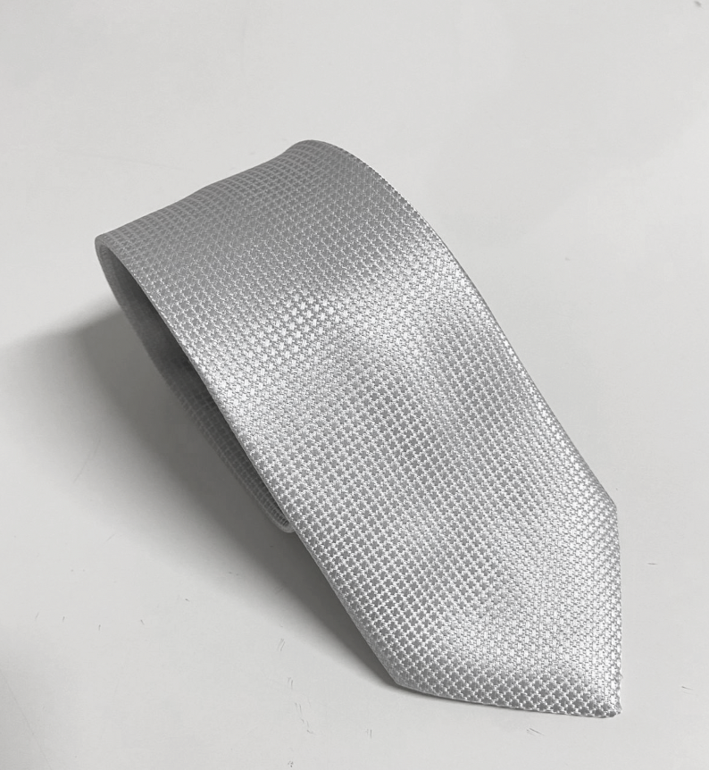 Gravata DMR em Jacquard Silk Path cor Prata Quadriculada