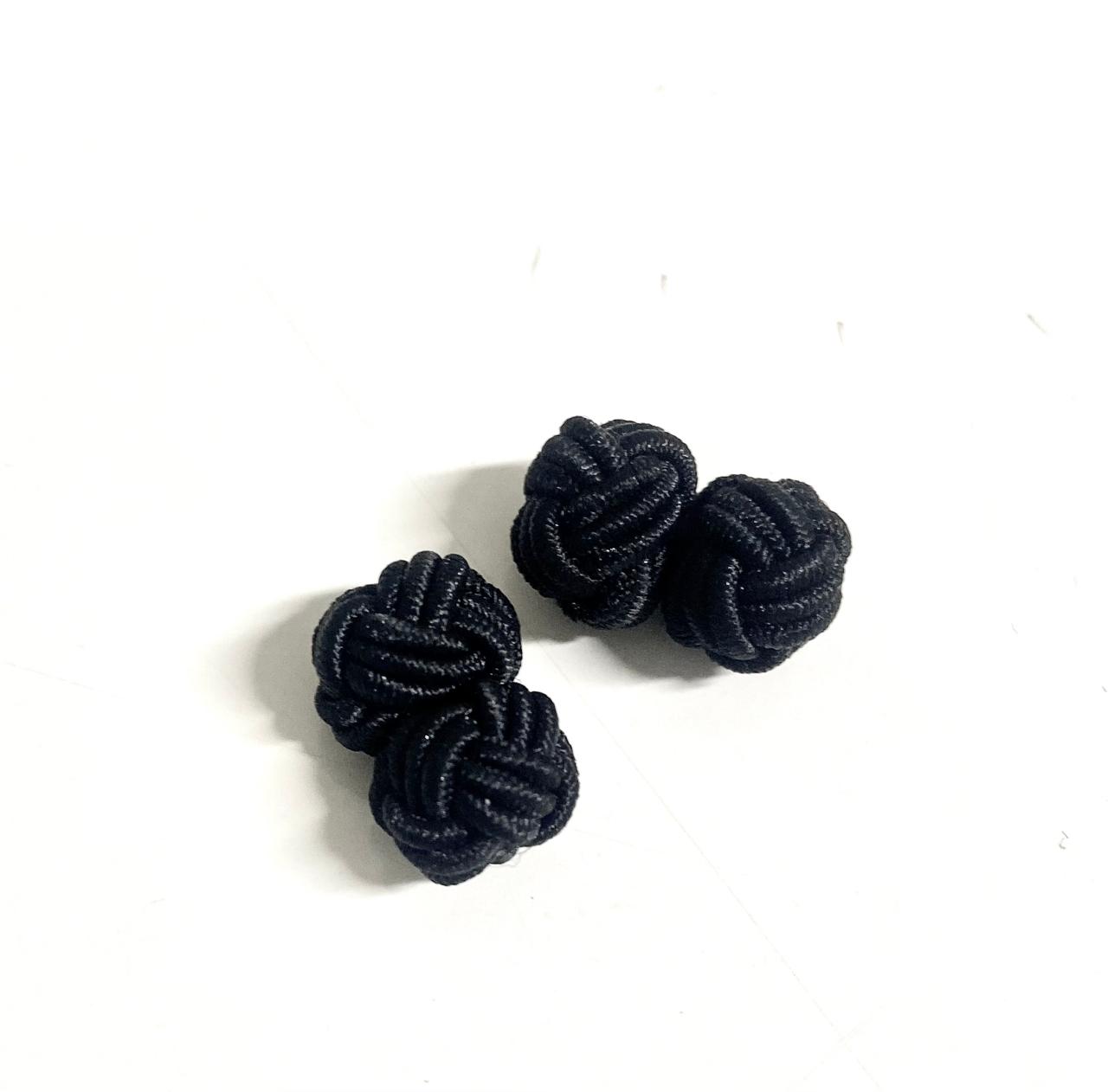 Abotoaduras Nó de Seda Pretas